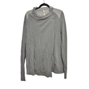 Lululemon Gray Cowl Neck Wrap Cardigan Women's 10 Open Front‎ Pockets